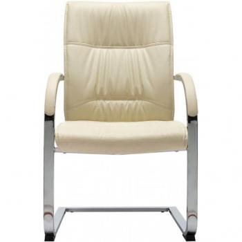 Silla de Oficina Crema de Cuero Sintético