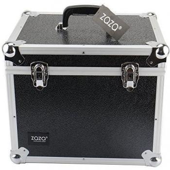 Zaza y#x24C7; Aluminio plata o negro caja de almacenaje para 100 LP Vinilo Discos 30,48 cm