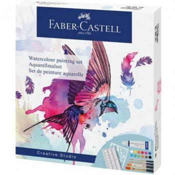 Pack de acuarelas en tubo Faber-Castell 18 piezas para principiantes con 12 tubos de pintura, 4 pinceles de acuarela y paleta de mezcla