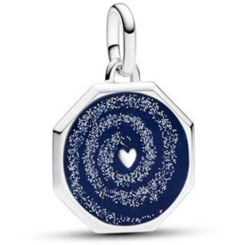 Charm Medallón Corazón Galaxia en Plata de Ley con Esmalte Azul Brillante - Pandora ME