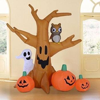 Decoracion hinchable de Halloween Calabaza Arbol Fantasmas Buho Luz LED Inflador