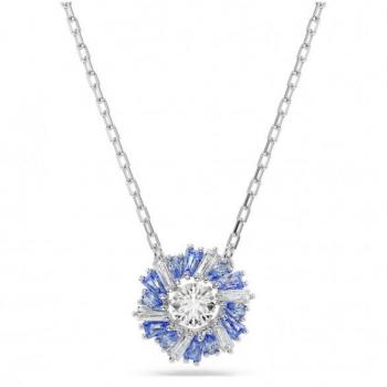 Collar Swarovski Idyllia con colgante de flor bañado en rodio y circonitas azules