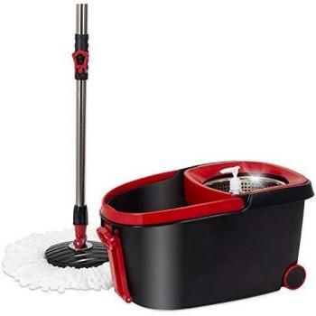 Duett 998120 501 Cubo de Fregar con escurridor automático, Negro y Rojo, u