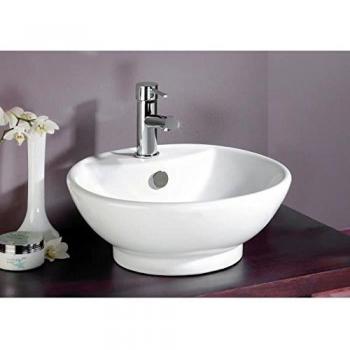 Vasque Redonda de Cerámica Portofino Blanca con Rebose - 43cm - Diseño Moderno y Elegante