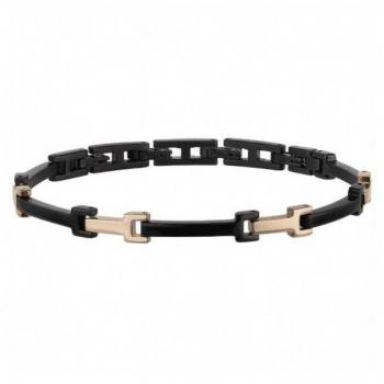 Pulsera de Hombre BREIL Y en Acero Color Negro y Gold Rosado, Talla 22, Sin Piedras - Mod. TJ3109