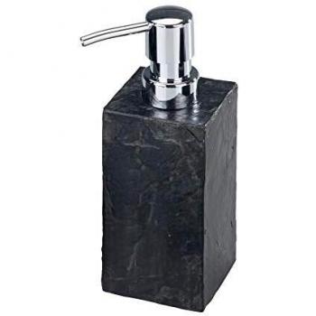 Wenko Slate Rock Dosificador Jabón 0.25 L, Poliresina, Antracita, 5.9x8.2x17 cm