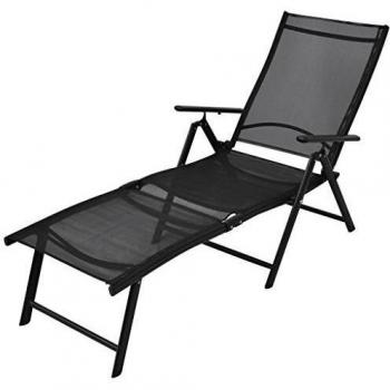 vidaXL Folding Sun Lounger Aluminium Black