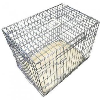 Ellie-Bo Jaula de Lujo extrafuerte, 2 Puertas, Plegable, para Perros, con Cama Grande de Piel de Oveja, Talla Mediana