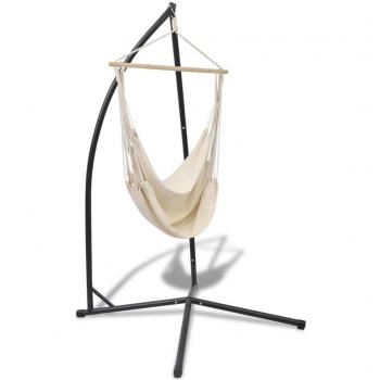 vidaXL Hamaca silla de acero y tela crema
