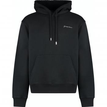 Jacquemus Men's Brodé Cotton Hoodie, Black, Size Large