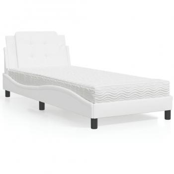 Cama con Colchón de Cuero Sintético Blanco 90x200 cm Vidaxl