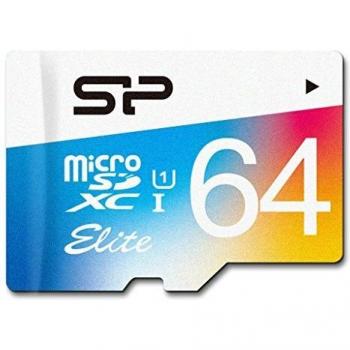 Silicon Power 64 GB Memory Card with SD Adapter, Elite MicroSDXC UHS-1 Class 10, Read up to 85MB/s
