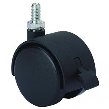 Rueda Giratoria Sin Freno Ø 40 mm para Silla de Oficina, Modelo DK Negro, Capacidad Máxima 20 kg, Fijación con Varilla Roscada