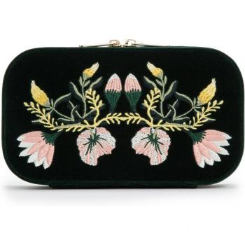 Wolf Velvet Green Travel Jewelry Case with Zipper