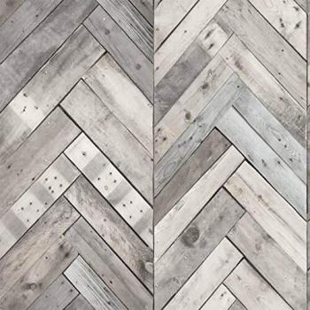 DUTCH WALLCOVERINGS Papel de Pared Madera en Espiga Gris Decoración Casa Hogar