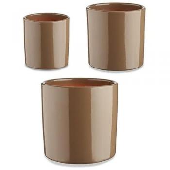 Ibergarden Set de Macetas Cilindro 3 Piezas Ø 14 cm, Ø 17 cm, Ø 22 cm Taupé