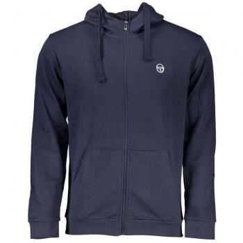 Sergio Tacchini Men's Blue Cotton Zip-Through Fleece Hoodie - Size M