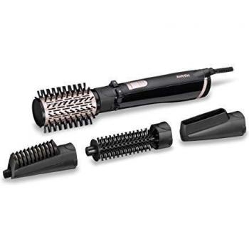 BaByliss AS200E Cepillo de Aire Rotatorio 1000 W, Iónico, Cepillo de Pelo con 4 Cabezales para Secar, Moldear, Alisar y dar Volumen, 2 Temperaturas + Aire Frío, 2 Sentidos de Rotación, Color Negro