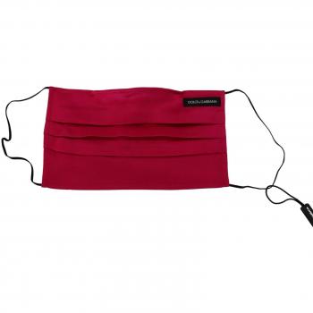 Elegant Red Cotton Pleated Face Mask with Elastic Ear Straps