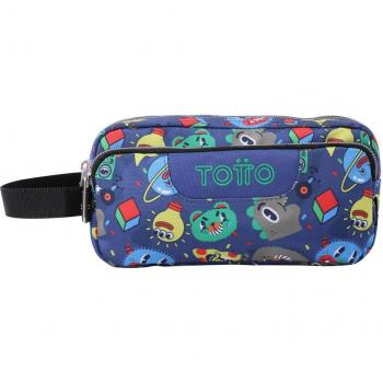 Estuche Totto Agapec escolar eco-friendly tres compartimentos color azul