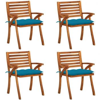 Sillas de jardín con almohadas 4 piezas de madera maciza de Acacia