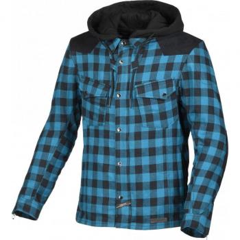 Macna Sudadera con capucha para Moto Inland Azul-Negro, chaqueta textil de moto, color azul y negro, talla L