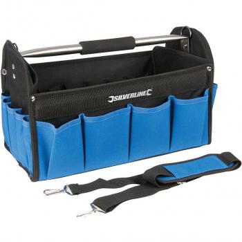 Bolsa portaherramientas Silverline 748091 con bolsillos externos, dimensiones 400 x 200 x 255 mm