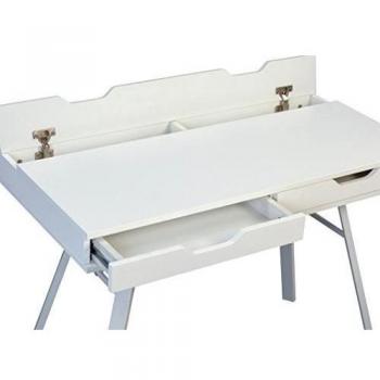 HomeTrends4You 624226 - Escritorio, MDF/estructura de metal, color blanco mate, 100 x 50 x 75 cm