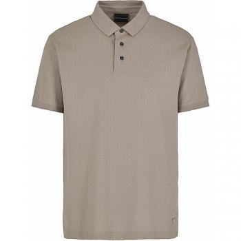 Emporio Armani Men's Beige Jacquard Polo Shirt - Size S