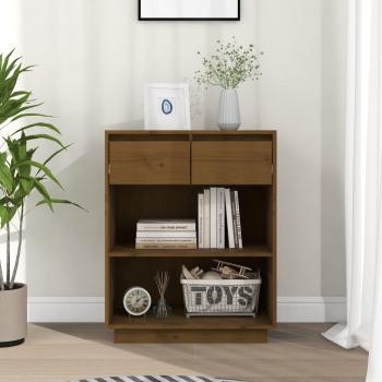 Mesa consola de madera maciza de pino 60x34x75 cm color marrón miel, mueble de almacenaje moderno para salón, buffet y armario auxiliar