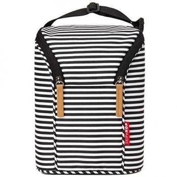 Skip Hop - Bolsa doble para botellas, color negro y blanco