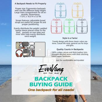 EverVanz Mochila Vintage de Lona para la Escuela, Senderismo, Aire Libre para Portátil de 12 a 15 pulgadas
