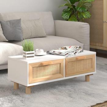 vidaXL Coffee Table White 80x40x30 cm Engineered Wood & Solid Wood Pine