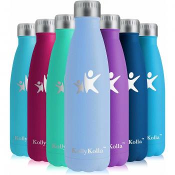 KollyKolla Botella de Agua Acero Inoxidable, Termo Sin BPA Ecológica, Botellas Termica Reutilizable Frascos Térmicos para Niños & Adultos, Deporte, Oficina, Yoga, Ciclismo,