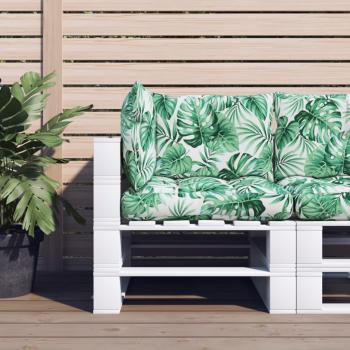 Cojines para palets vidaXL 3 piezas tela Oxford color negro, taupé, beige y cojín decorativo de asiento con estampado de hojas verde