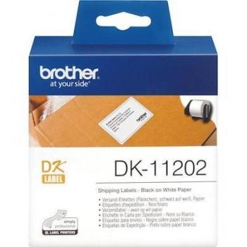 Brother DK-11202 Etiquetas Térmicas Precortadas para Envíos - 62mm x 100mm - Rollo de 300 Unidades - Papel Térmico Blanco