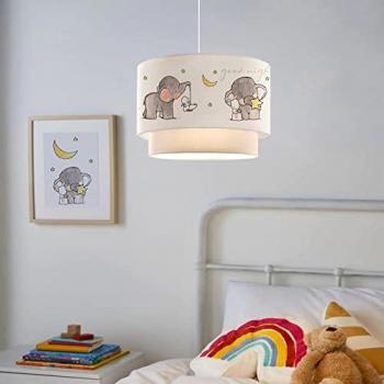 Lámpara Colgante Infantil Lurgan 1xE27 20W Elefante Plástico Tela 70xØ30 cm Blanca