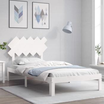 Cama solar sin colchón 100x200 cm madera maciza pino blanca con estructura de cama y cabecero