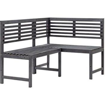 vidaXL Garden Corner Bench Grey 140 cm Solid Acacia Wood