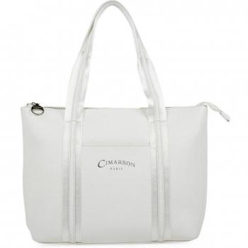 Cimarron Jenison Bolso de Hombro Shopper para Tablet hasta 13 en Polipiel con Cremallera, Color Blanco 319781
