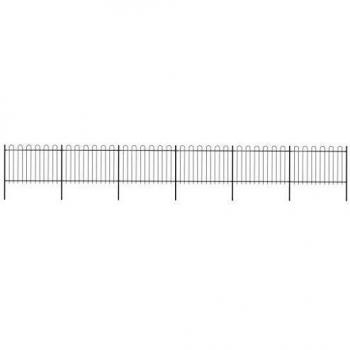 Black Steel Garden Fence with Hoop Top 10.2 x 1.2 m
