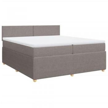 Cama box spring con colchón Tortera 200x200 cm en tela gris taupe