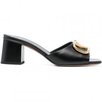 Valentino Garavani Women's Vlogo Signature Leather Mules in Black | Size 37 | 5W2S0HA6DSH0NO
