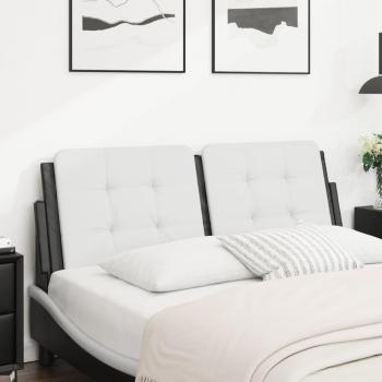 Almohada de cabecero acolchado en cuero sintético blanco y negro de 140 cm