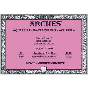 Arches Watercolor Block 140HP 20 Sheets 12x16 InchesArches Watercolor Block 140lb Hot Press 20 Sheet