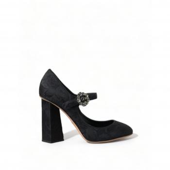Chic Black Brocade Mary Janes Heels - EU36.5/US6