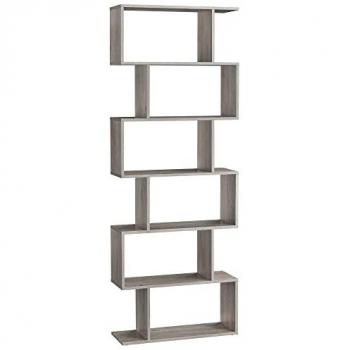 Estantería de madera de 6 niveles, separador de espacios y librería de exposición, decoración contemporánea, disponible en blanco o marrón
