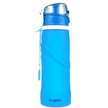 Jerrybox Botella de Agua Reutilizable, libre de BPA, 750ml, Azul, Flexible y Plegable | Bidón para Ciclismo-bicicleta-bici sin BPA| Cantimplora de Silicona para Deportes, Portátil y Rellenable