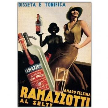 Artopweb Panel Decorativo con Diseño Gino Boccasile Amaro Felsina Ramazzotti, 1936, Madera, Multicolor, 69x3x98 cm