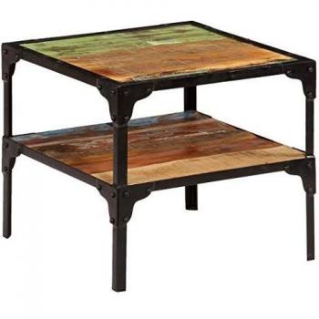 vidaXL Mesa Auxiliar Madera Maciza Reciclada 45x45x40cm Mobiliario Decoración